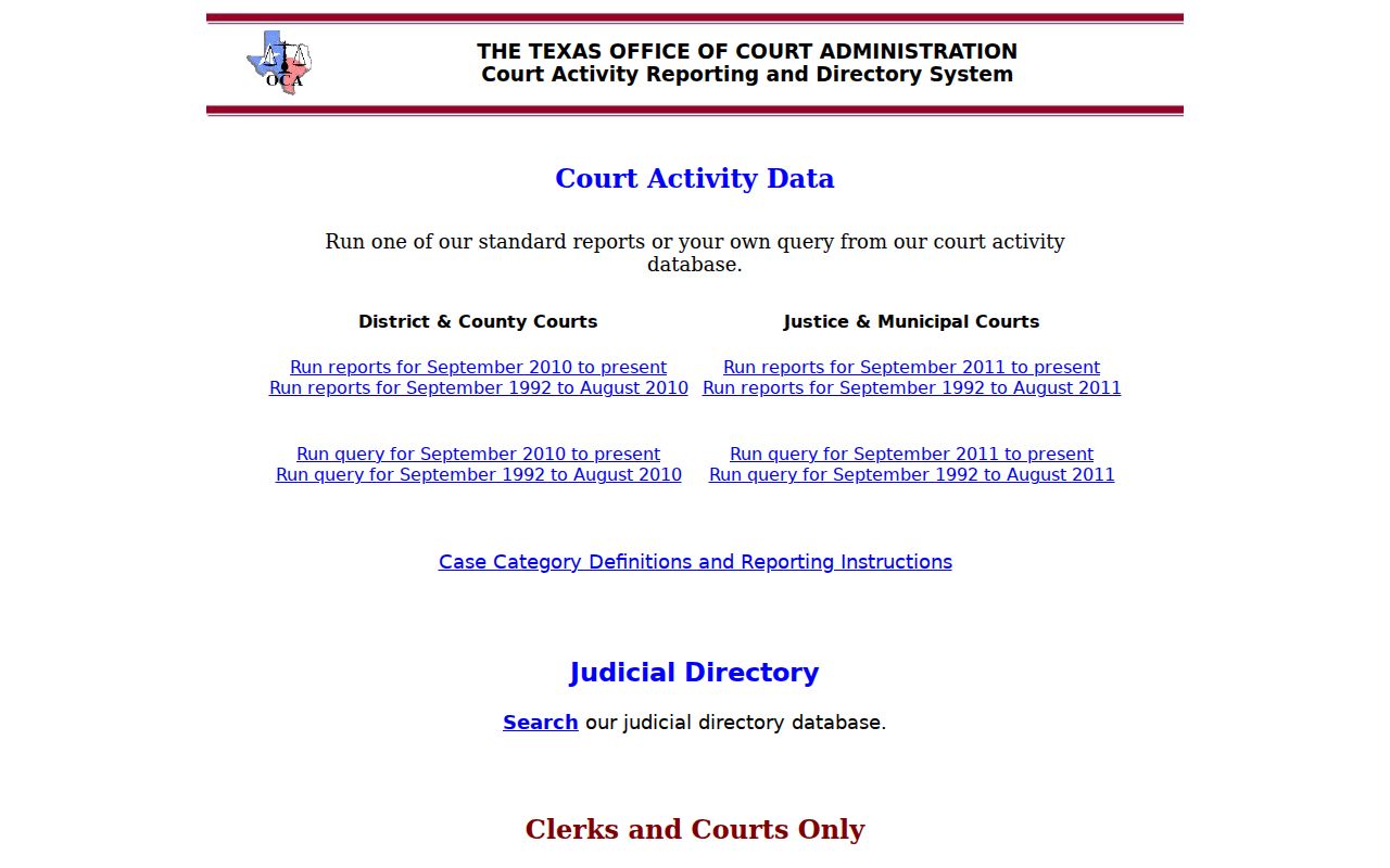 Texas court directory for Hemphill County court case lookup