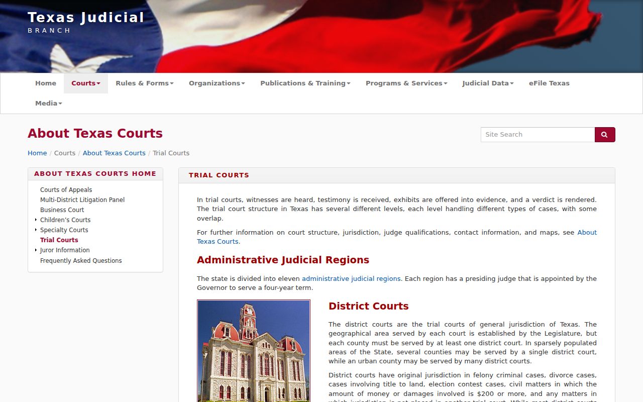 Texas trial court levels for Hemphill County criminal cases