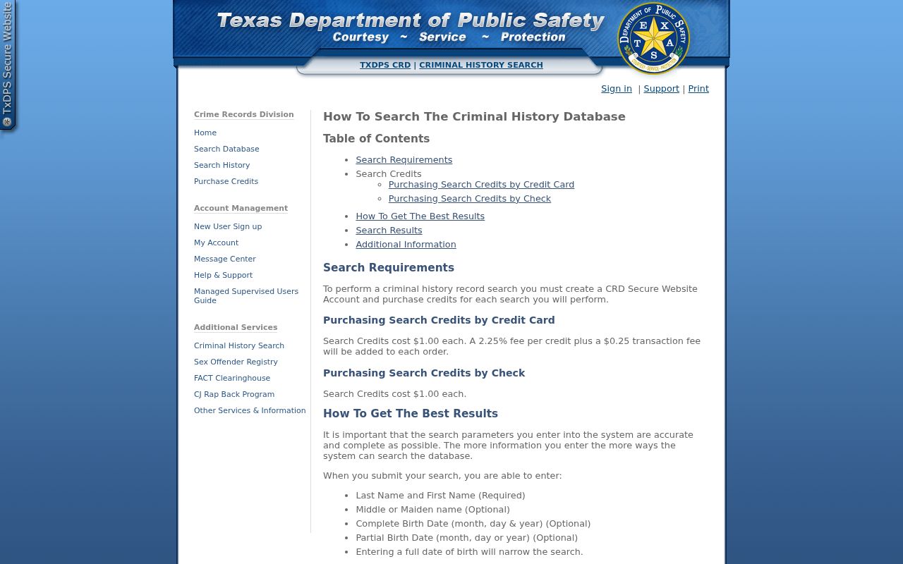 Hemphill County criminal records DPS search instructions and pricing