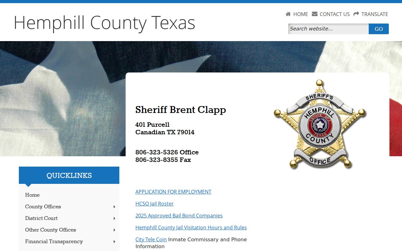 Hemphill County criminal records sheriff and jail access