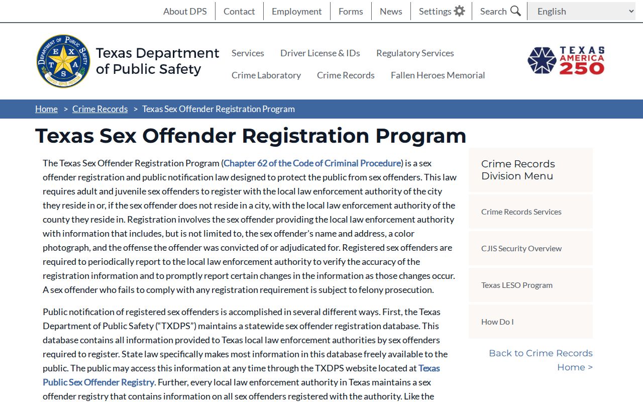Hemphill County sex offender records and Texas registration guidance
